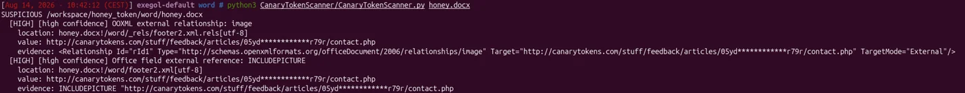 Using CanaryTokenScanner